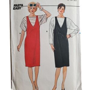 Vintage 80s Butterick Pattern 6622 Uncut V Neck Jumper Dress Top Sz 8 10 12